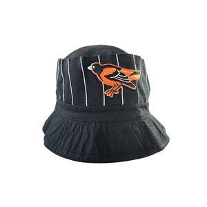 Baltimore Orioles Bucket Hat Black Pinstripe MLB Logo Adjustable Sun Baseball
